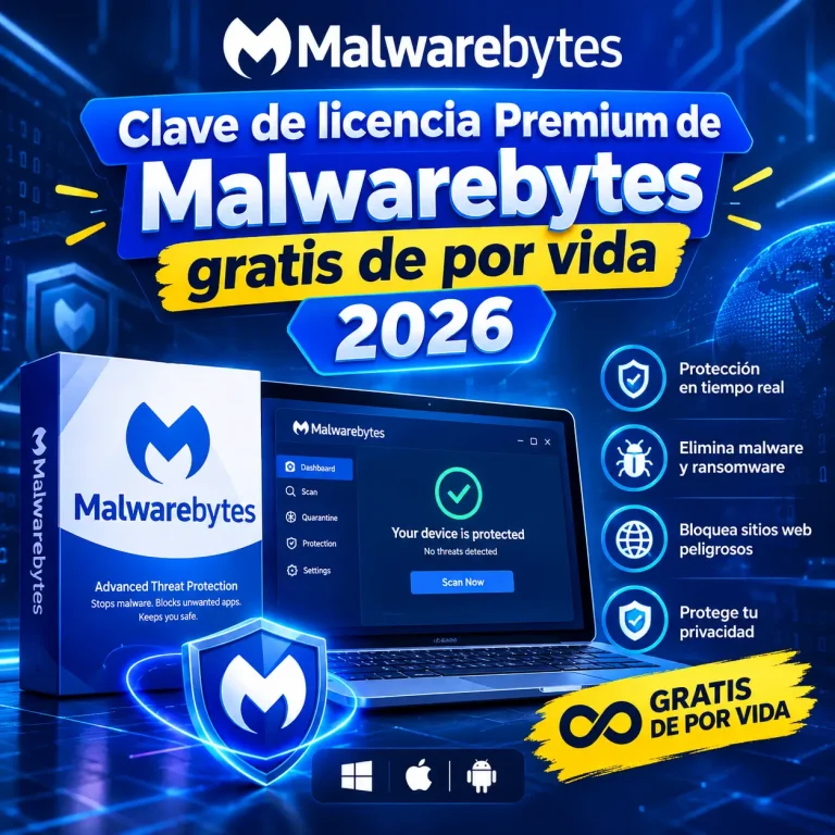 Clave de licencia Premium de Malwarebytes gratis de por vida 2026
